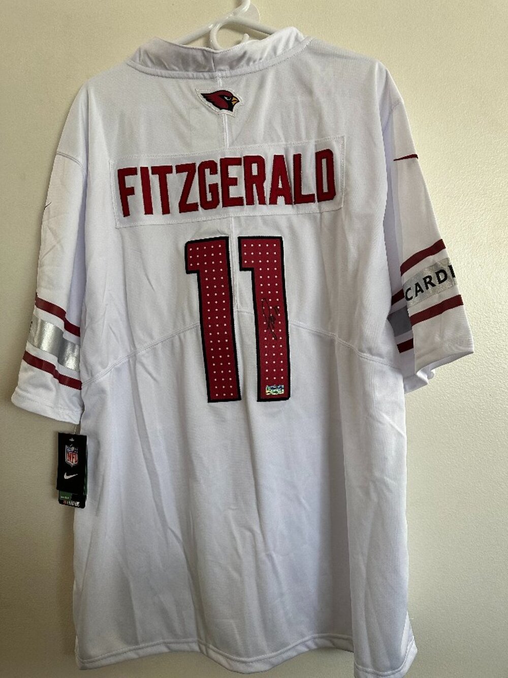 LARRY FITZGERALD SIGNED ARIZONA CARDINALS AUTOGRAPHED NIKE JERSEY w/COA XL 6-3B